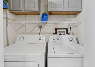 Laundry room of Birch Hollow Getaway Property.